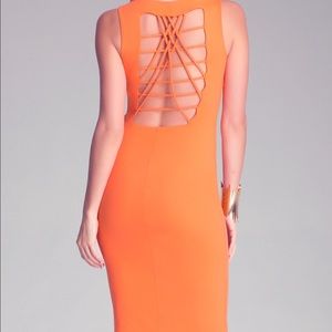 Bebe Strappy Deep V Midi Dress